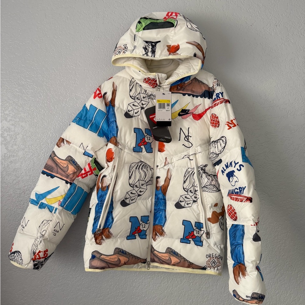 Nike Multicolor basketball Graphic white Puffer Jacket size Small